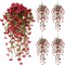 Artificial Flowers for Outdoors, 4PCS Fake Silk Hanging Flowers for Home Decor (Red)